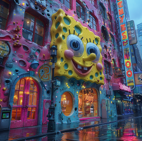 Spongebob's home in Times Square, New York