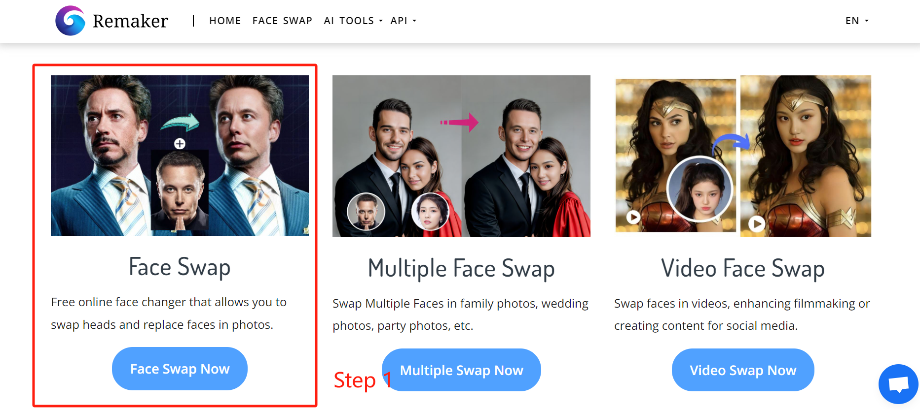 Choose a function about face swapping at first