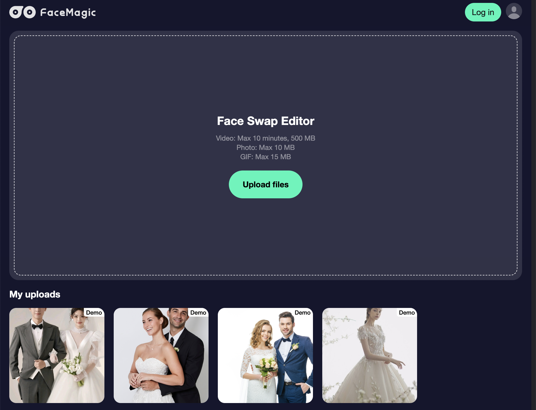 The homepage interface of FaceMagic.