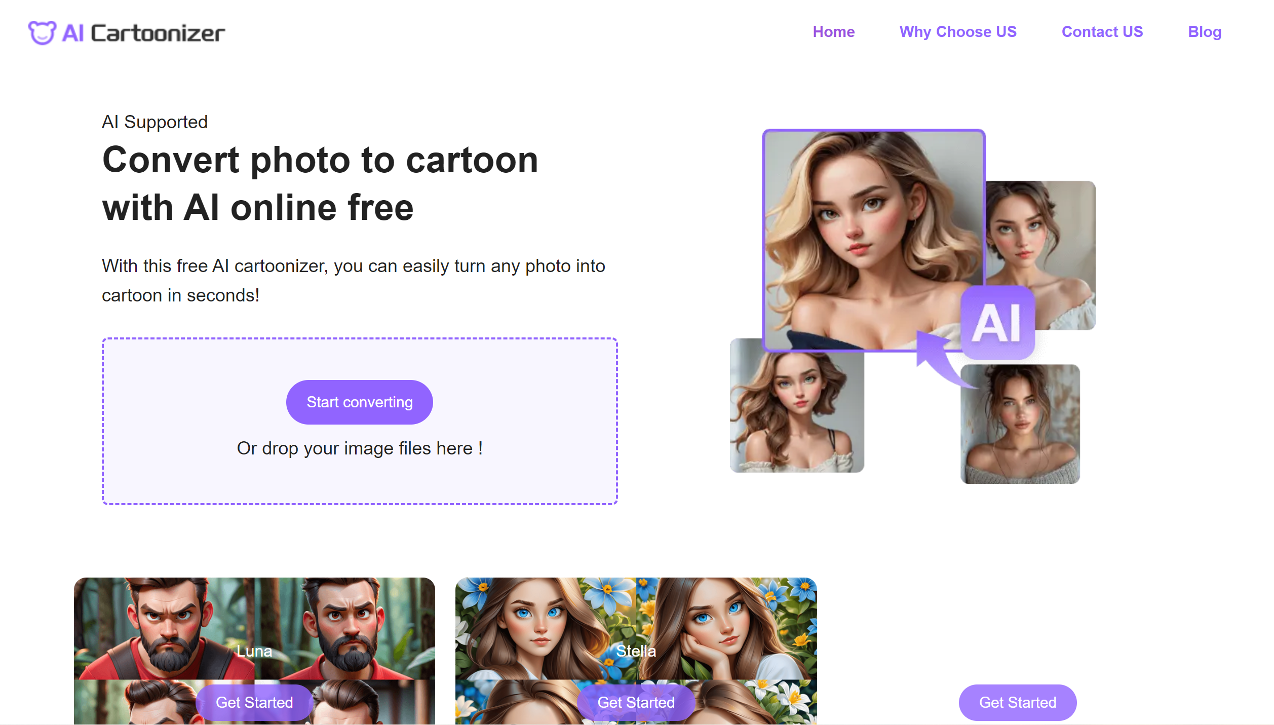 AI Cartoonize home page