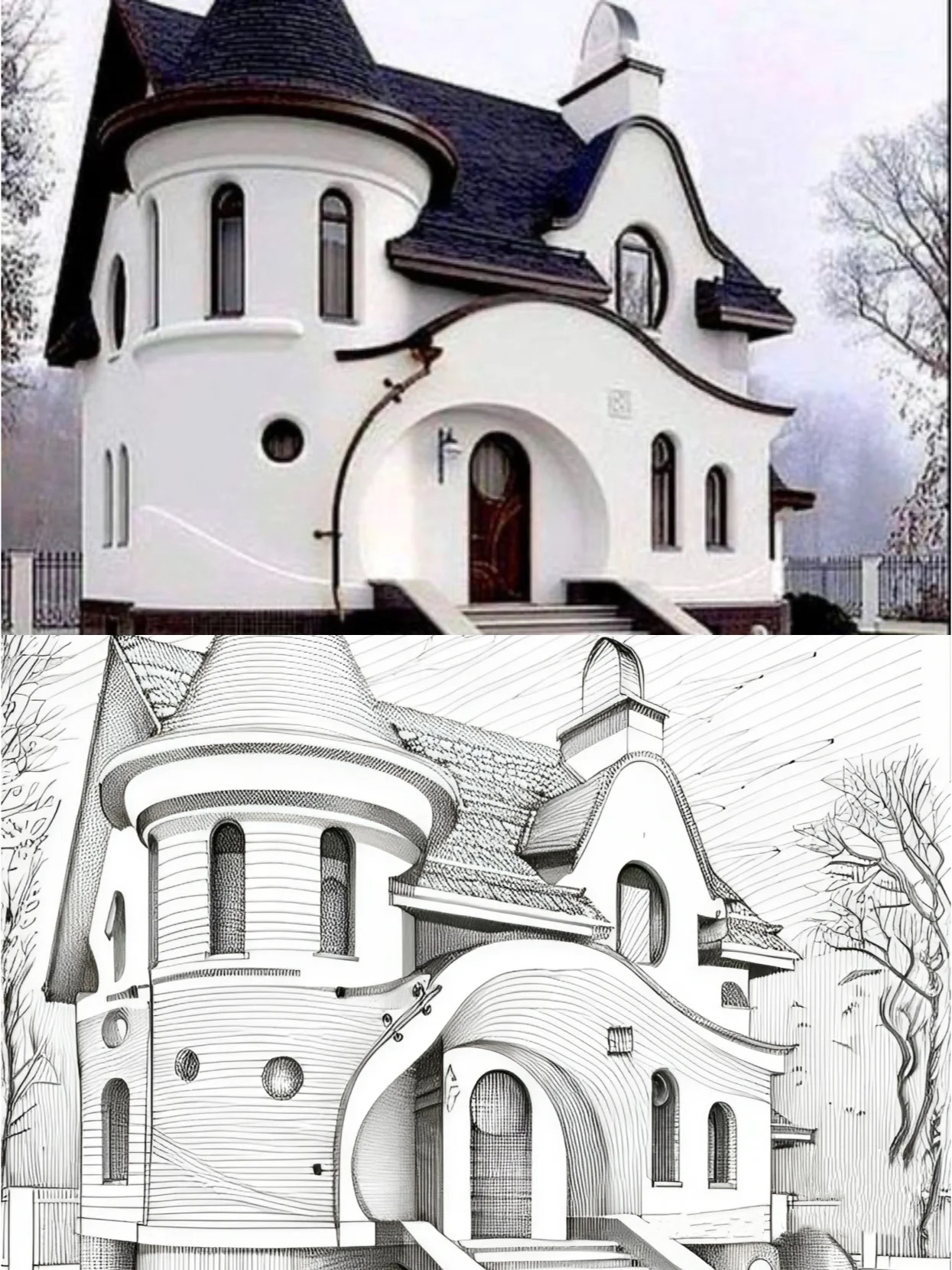 turn architecture photos into architecture sketch