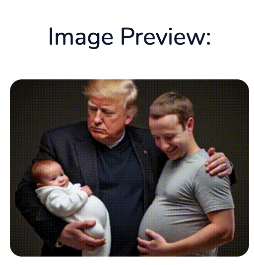 An obviously AI forged image that Trump with a pregnant boy and a baby.