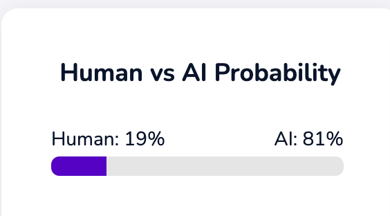 AI image detector give 81% AI generated possibility and 19% human generated likelihood.