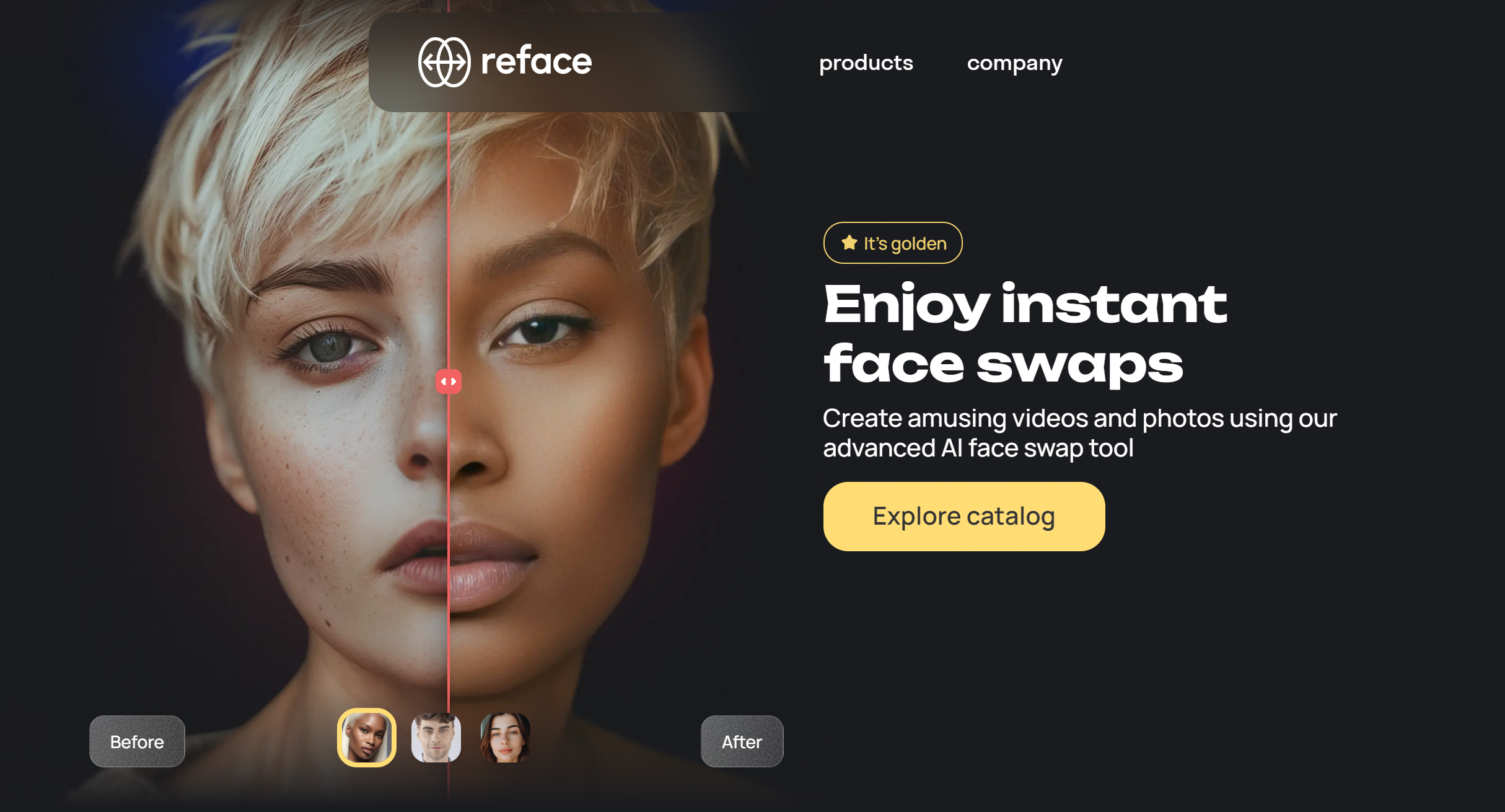 Reface's homepage