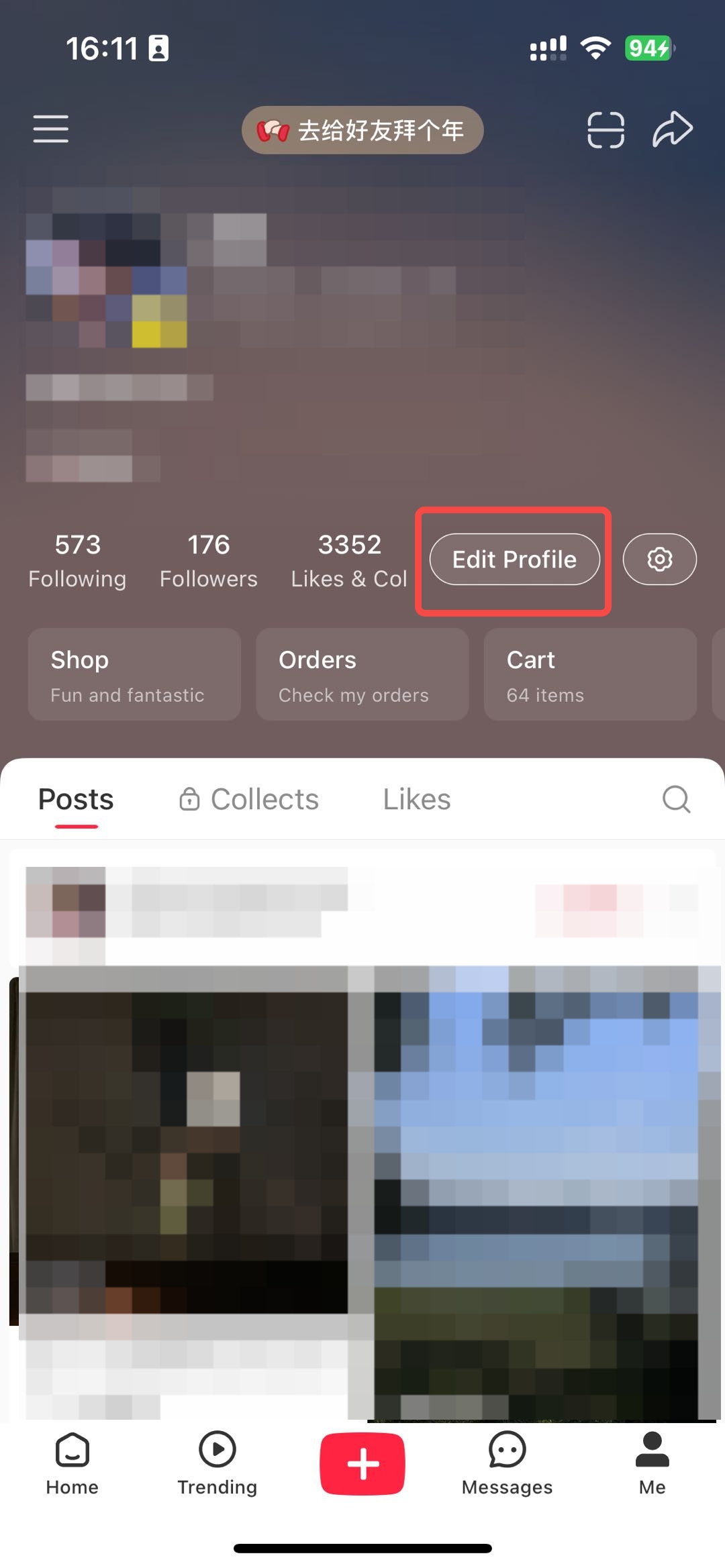 Here you can edit profile.