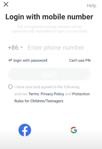 You can choose the number,facebook,google account to register.